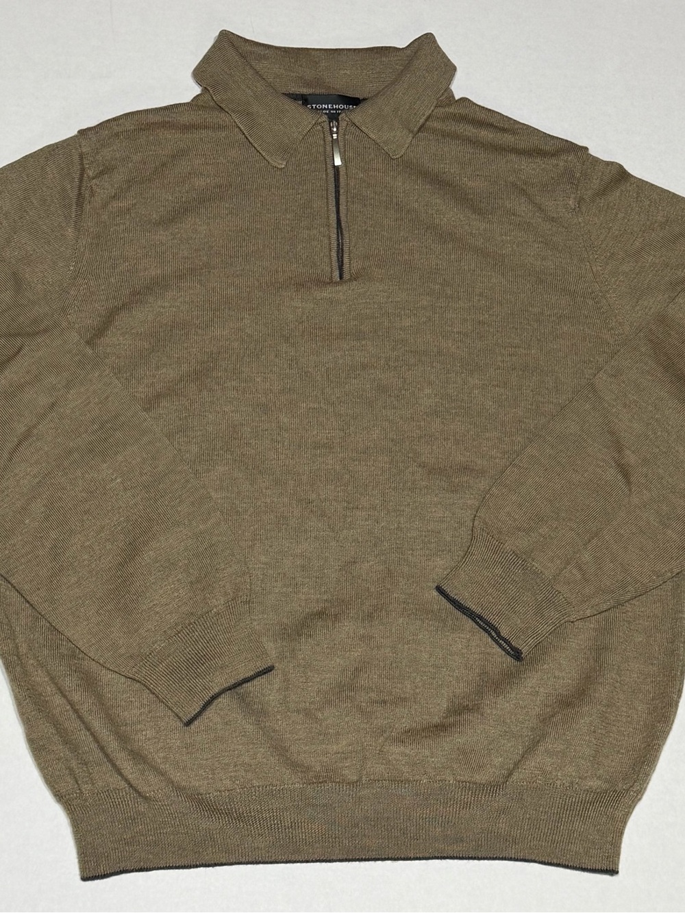 Stone House Olive Zip-Neck Men's Sweater